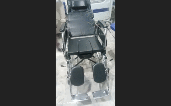Reclining Commode Wheelchair with Adjustable Back & Footrest